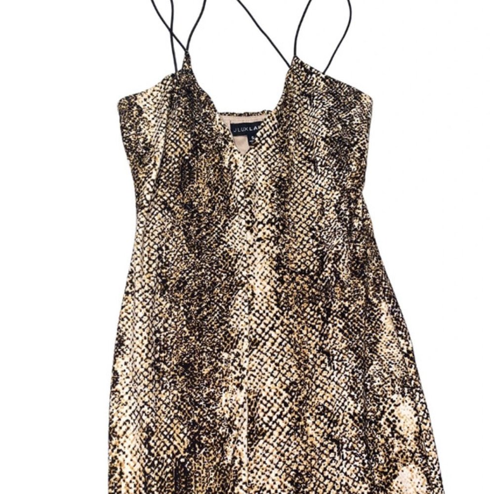 JLUXLABEL SNAKESKIN SYLVIA DIAGONAL STRAP DRESS